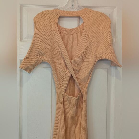 NWT House of Harlow 1960 Midi Short Sleeve Open Back Sweater Dress Sheath M Prom - Picture 5 of 7